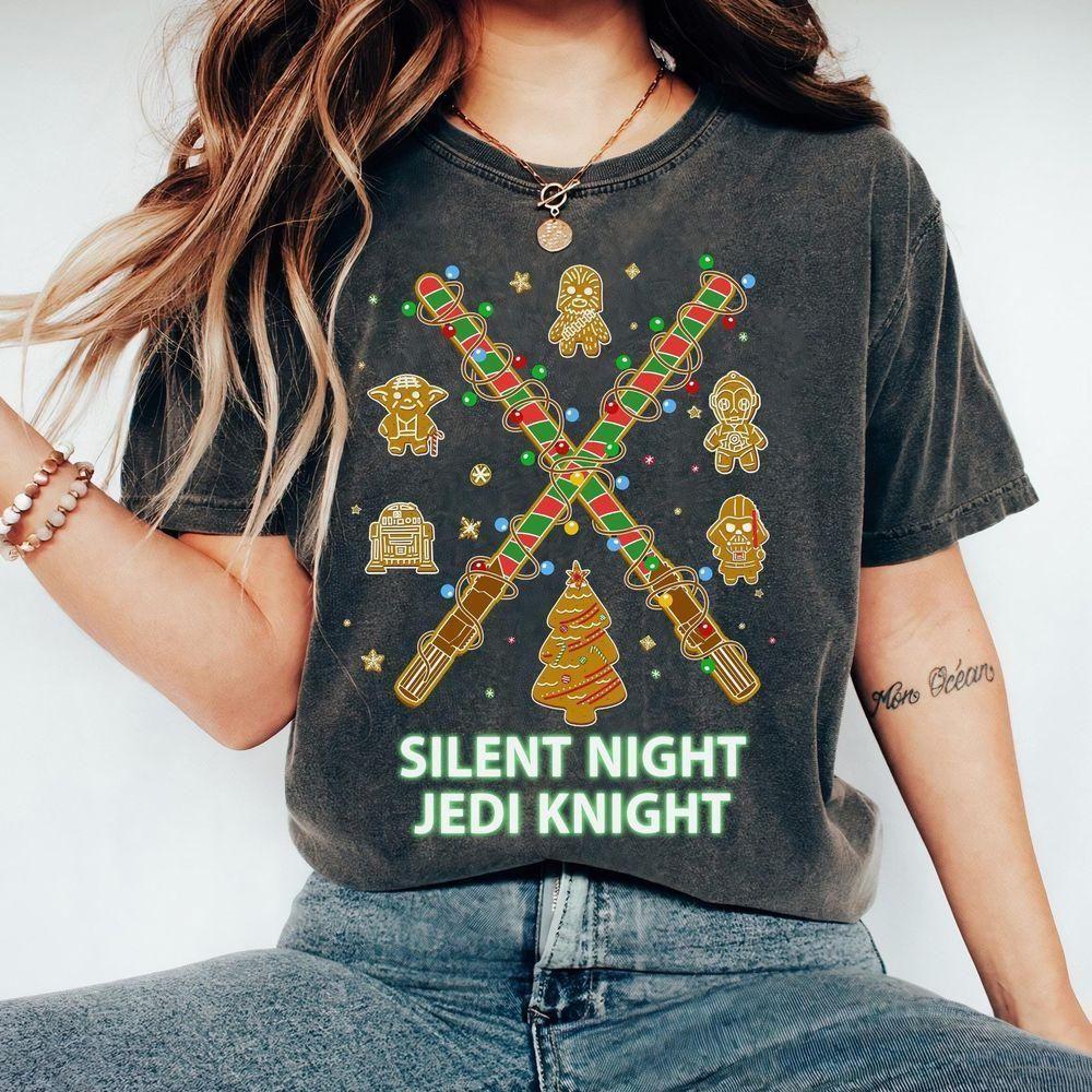 Silent Night Jedi Knight Lightsabers Gingerbread Star Wars Vuitino Shirt Silent Night Jedi Knight Lightsabers Gingerbread Star Wars Vuitino Shirt